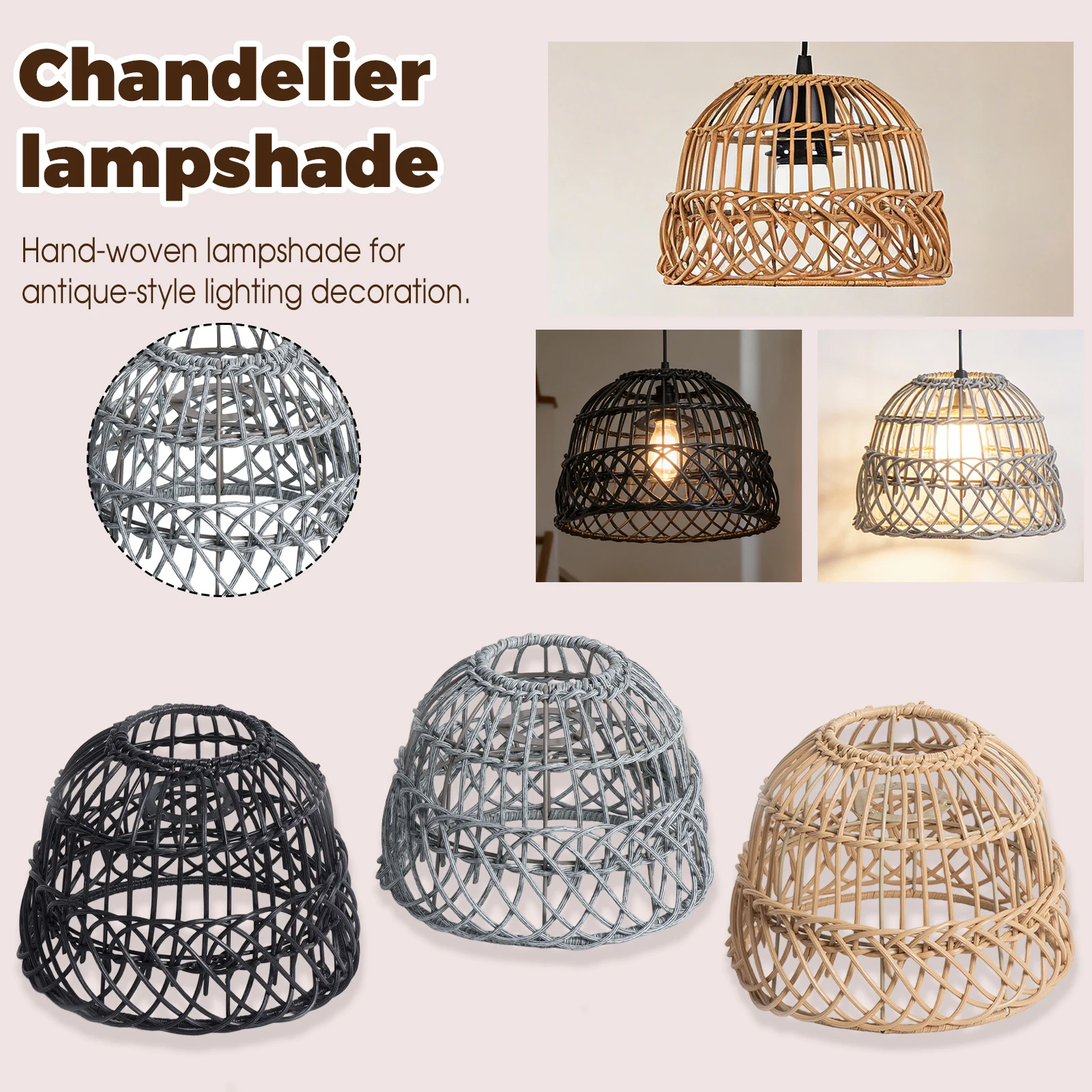 Vintage Lampshade Handwoven Metal Chandelier Shade Home Dinning Room Funny Pendant Lamp Shade Restaurant Decorations