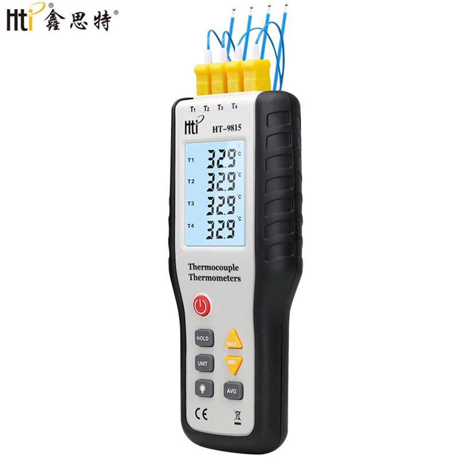 HTI HT-9815 Contact Thermometer Digital Thermocouple Temperature Tester Thermometer LCD Screen Display C/ F Measuring Tools ﻿