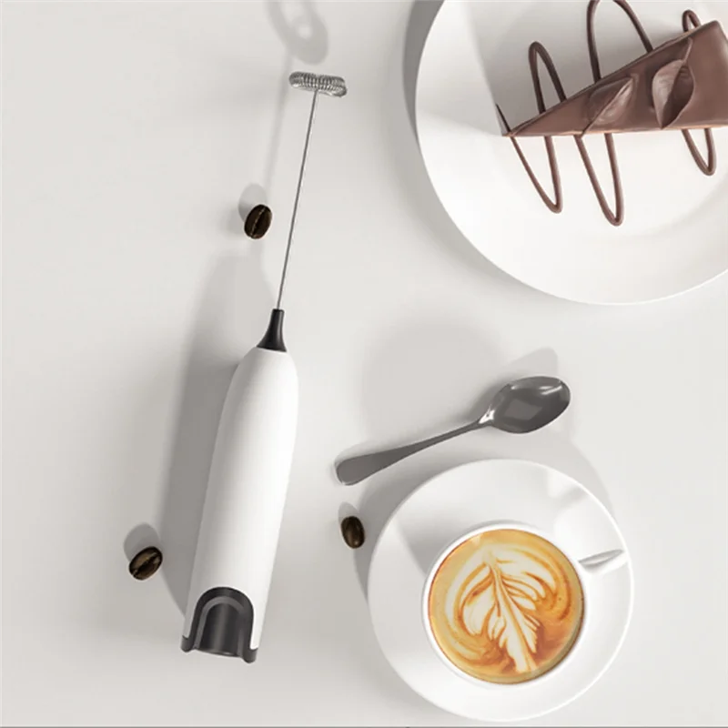 Electric Milk Frother Kitchen Foamer Whisk Mixer Stirrer Coffee Cappuccino Whisk Frothy Blend Egg Beater Black