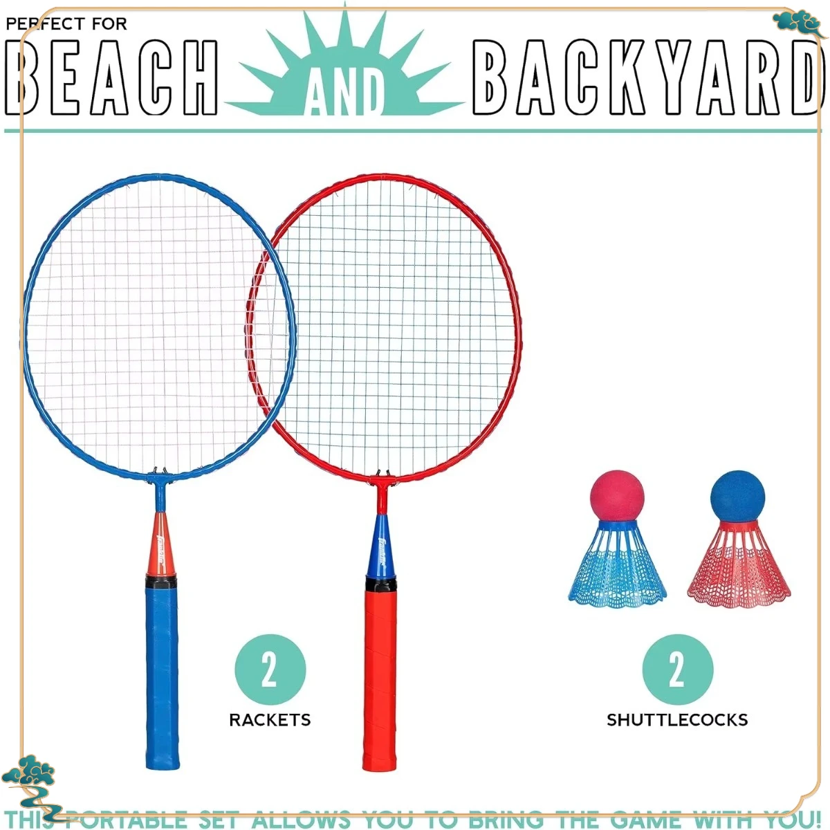 

Набор ракеток для бадминтона для 2 игроков, большой размер для умного бадминтона с птицами для детей на заднем дворе