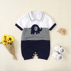 Cotton Baby Romper Knit Infant Boy Jumpsuit Short Sleeve Summer Newborn Kid Clothes Fashion Cute Elephant 0-18M Overall Playsuit