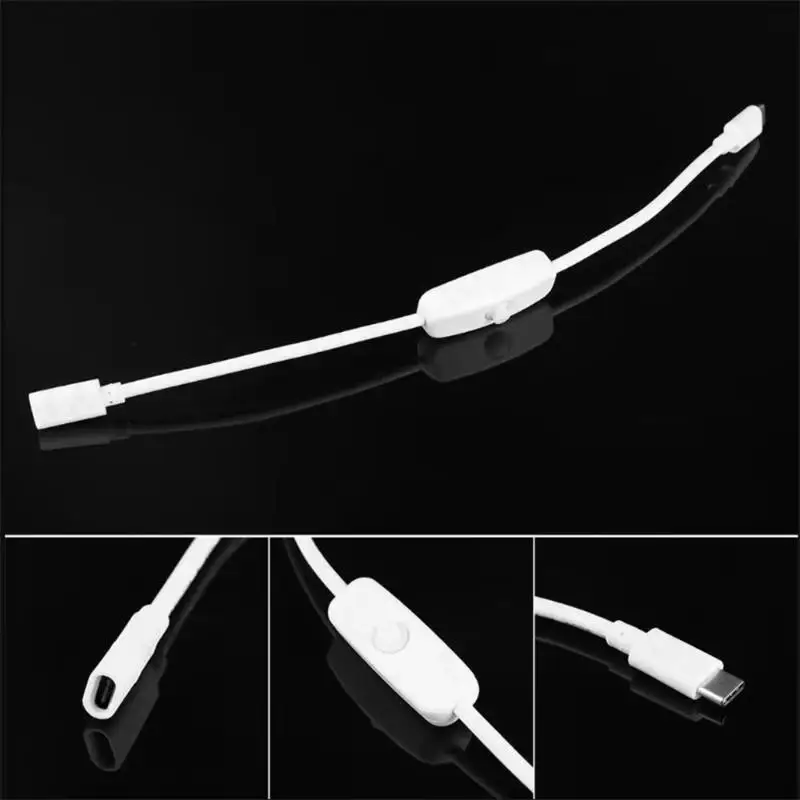 4A High Current Type C Male & Female Extension Cable With On/Off Switch Universal Button Type-C Power Cord