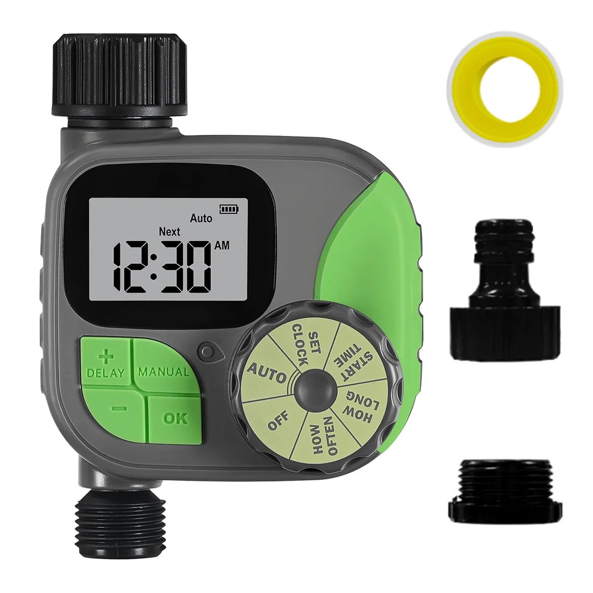 

Sprinkler Timer Outdoor, Programmable Water Timer for Garden Hose, Waterproof Hose Timer with Rain Delay/Manual A