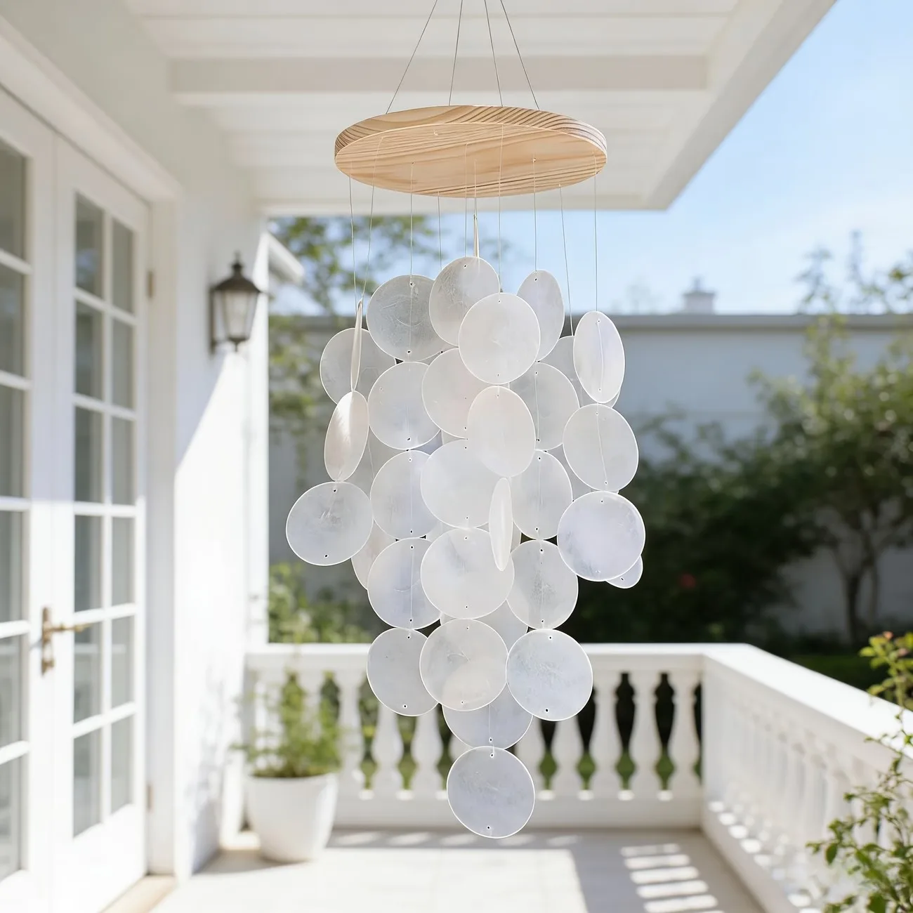 Circle Shell Wind Chimes Creative Home Decoration Natural Shell Shell Wind Chimes With Crisp Ringtones Shell Pendant Balcony