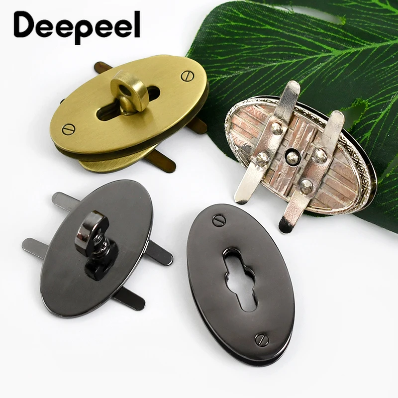 Deepeel 2Pcs 47mm Oval Egg Metal Turn Lock Snap for Women Handbag Twist Latch Clasps DIY Closures Buckle Hardware Accessories