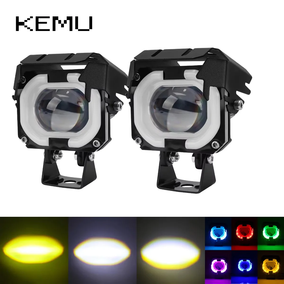 

Universal 12V RGB Motorcycle Fog Light Headlight Car Offroad Truck Angel Eyes LED Light Portable Spotlights Driving Car Light