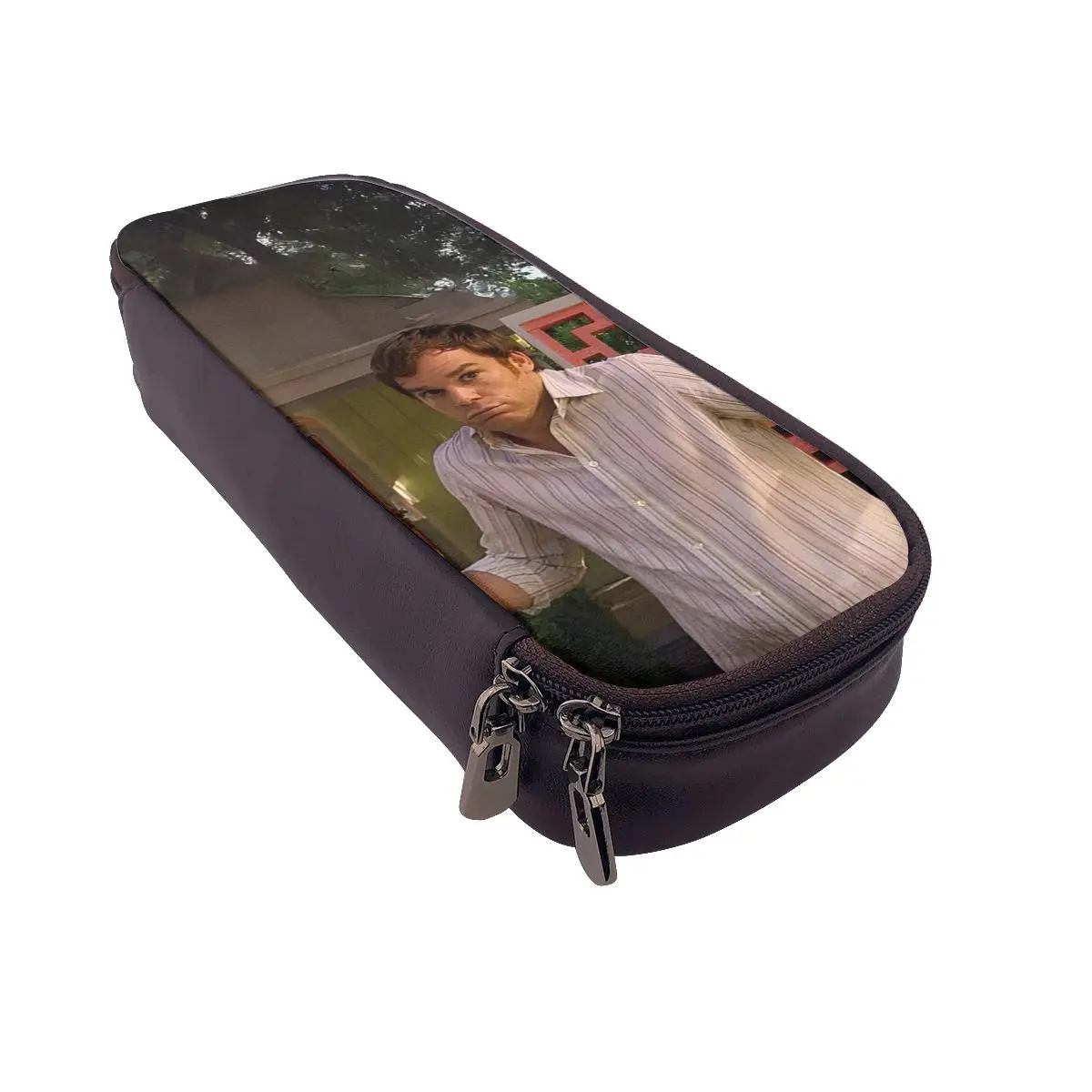 Movie Dexter Morgan Leather Pencil Cases Pen Holder Storage Stationery Supplies Large Storage Pen Box Pencil Bag for Boys Girls