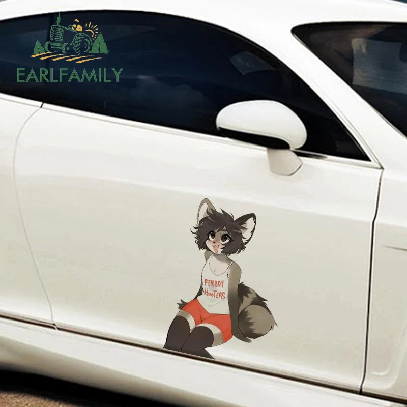 EARLFAMILY 43cm x 31.4cm for Femboy Hooters Furry Car Stickers Vinyl Waterproof RV VAN Decals Occlusion Scratch Cartoon Decor