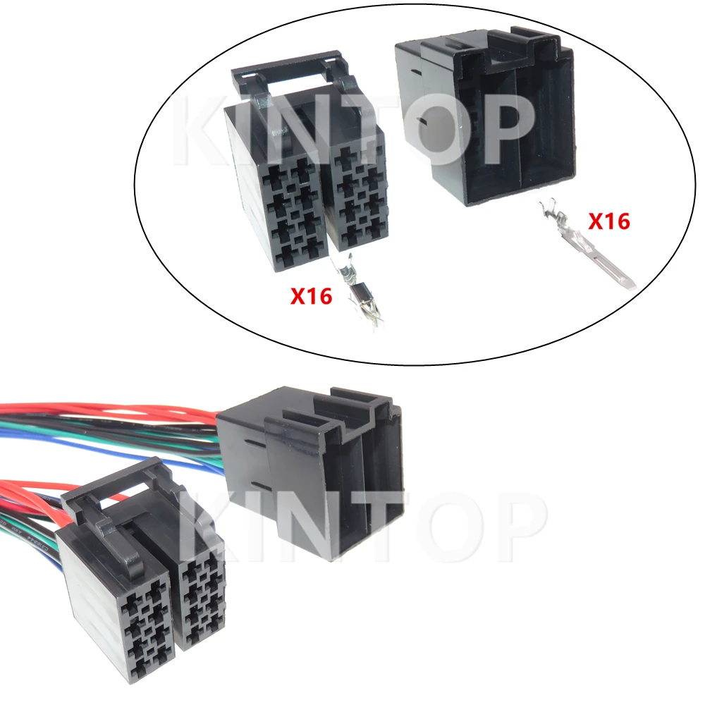 

1 Set 16 Pins AC Assembly Automotive ISO Unsealed Connector With Auto Audio Wire Harness Socket Car Male Female Docking Plug