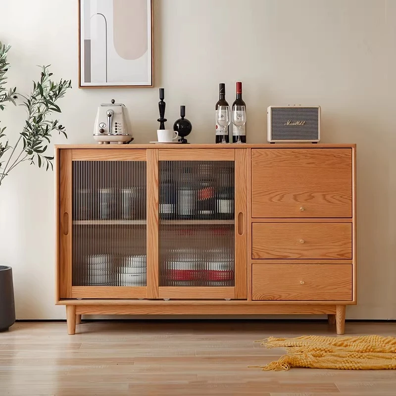 

Nordic solid wood dining side cabinet, Japanese cherry wood tea cabinet