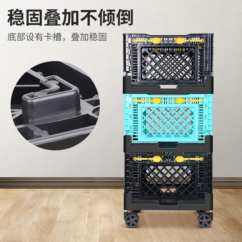 Folding Cart Universal Wheel Portable Shopping Trolley Shopping Luggage Trolley Lever Car Luggage Trolley with Basket