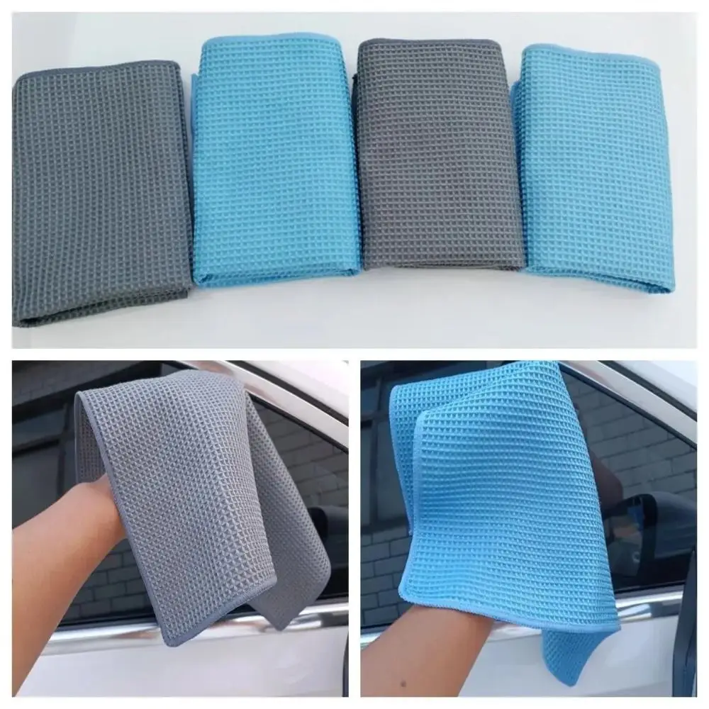 1Pcs Detailing Waffle Weave Car Cleaning Cloth Wax Polishing Water Absorbent Glass Wash Towel Microfiber 40*40cm