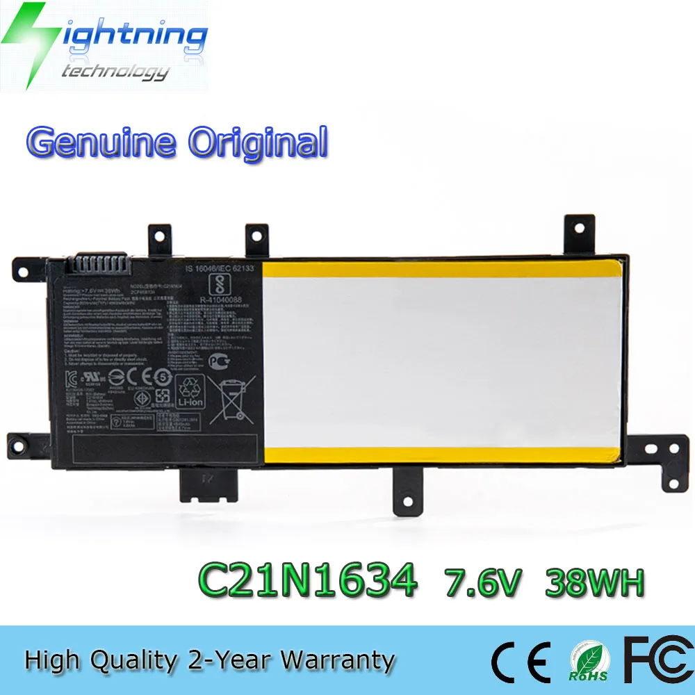 

New Genuine Original C21N1634 7.6V 38Wh Laptop Battery for ASUS Vivobook R542UR X542U FL5900L A580UF V587U A580UBA7100