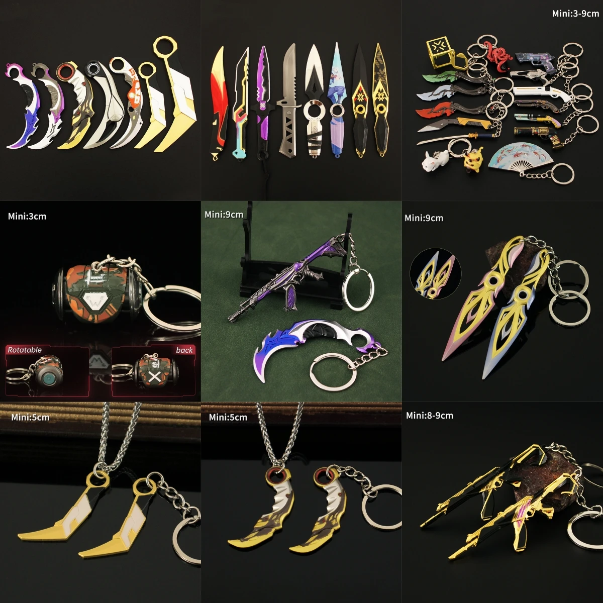 Valorant Karambit Prime Reaver Arma Modelo, Claw Knife Keychain, Mini Alloy Gun, Metal Game, Presentes periféricos Brinquedos, vários estilos