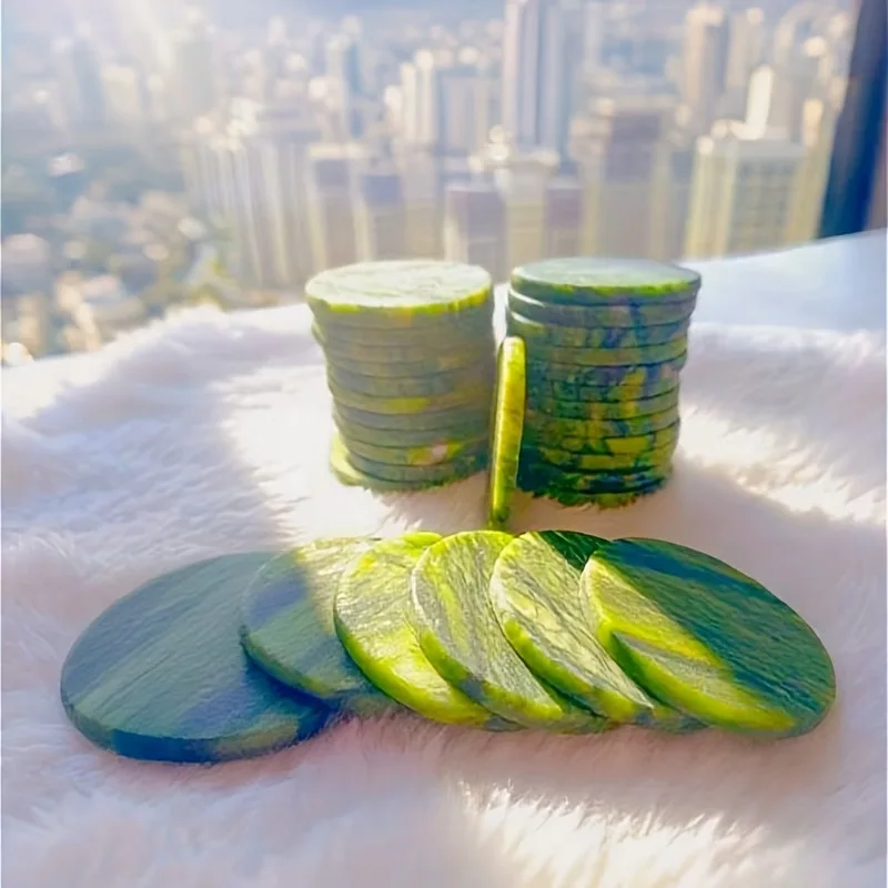 1pc Natural Crystal Serpentine Slice Jade Stones Specimen Coaster 5cm Pendant Necklace Decor Natural Jade stone