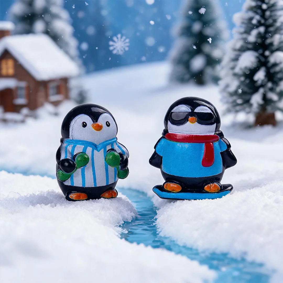 100pcs Kawaii Cartoon Penguin Doll 3D Resin Animal Mini Desktop Ornament DIY Keychain Jewelry Pendant Dollhouse Decor view 6