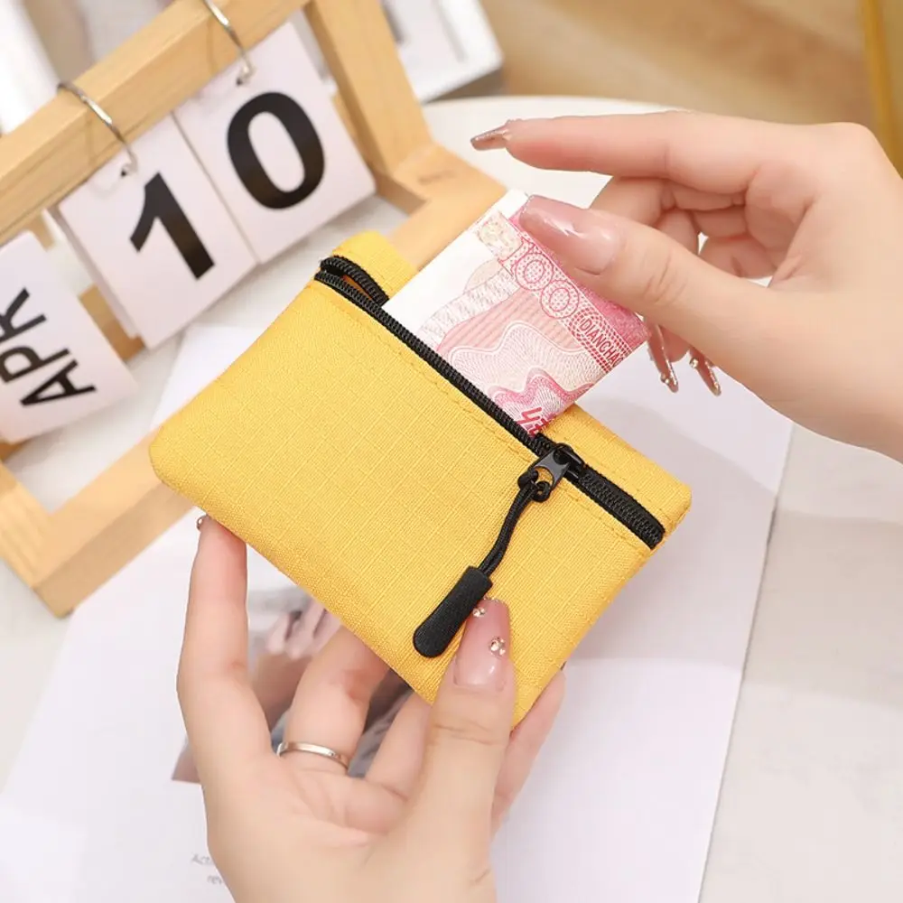 Unisex Solid Color Mini Coin Purse Canvas Zipper Small Wallet Kid Storage Pouch Coin Key Bag Women Men