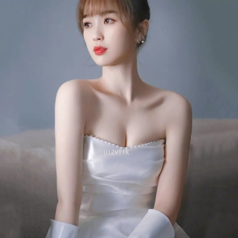 Satin White Party Evening Dresses Women Sexy Off-Shoulder A-Line Formal Occasion Dress Light Luxury Customized Wedding Dresses