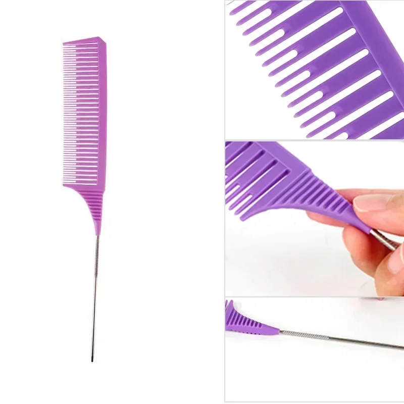 3pcs Hairbrush Hair Styling Combs Tailed Comb Set Coloring Dyeing Comb Salon Tool Sectioning Highlighting Weaving Cutting Comb