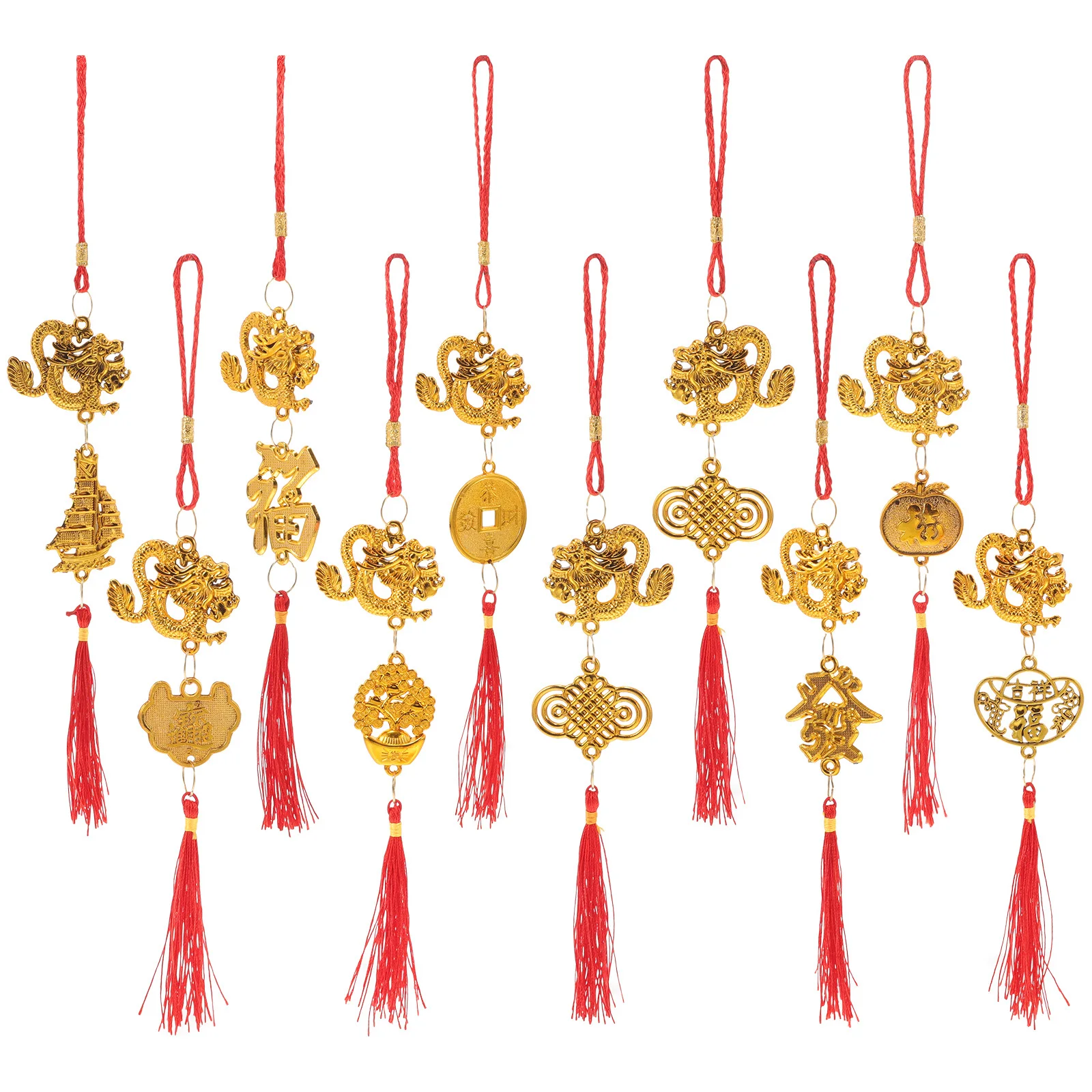 10 قطعة 2024 زودياك التنين زينة معلقة النمط الصيني السنة الجديدة المعلقات للمنزل مهرجان الربيع الباب ديكور حلية #4