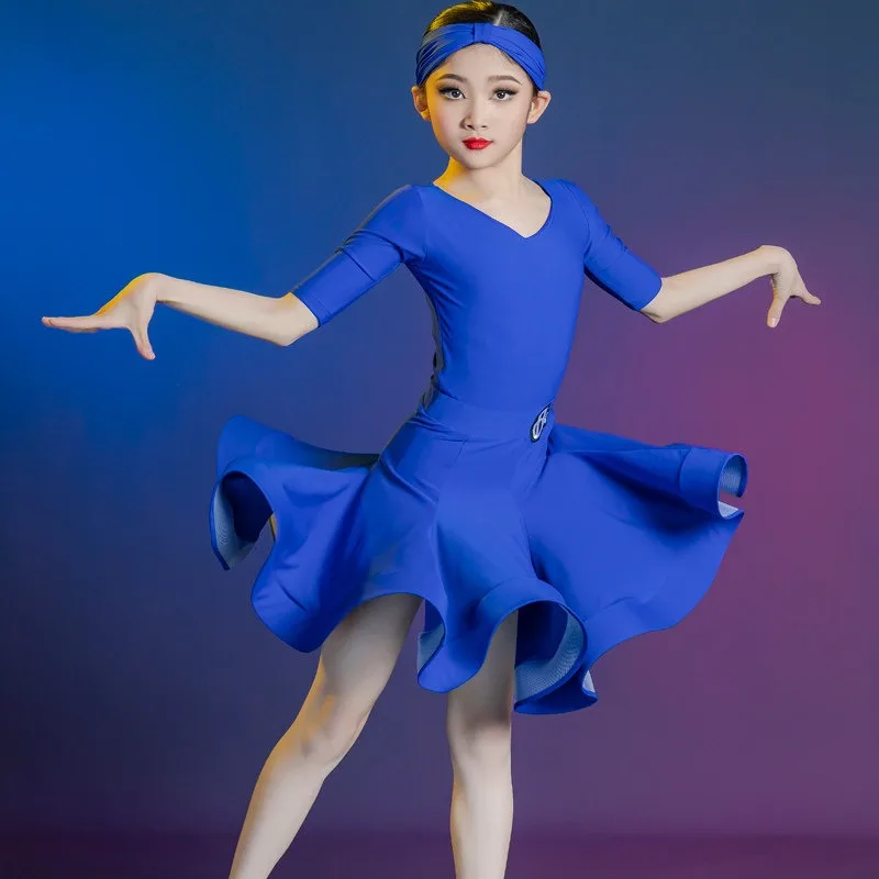 New Girls Latin Dance Competition Dress Kids Professional Standard Ballroom Specified Performance Outfit Stage Performance Zym