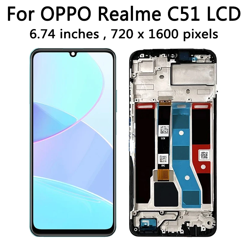 RMX3830 schermo con cornice per Oppo Realme C51 Display LCD Touch Screen Digitizer Assembly sostituzione