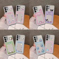 Cute Sanrios Hello Kitty Card Hold Phone Case for Samsung S24 S23 S22 S21 S20 FE Plus Ultra M33 M53 M54 5G Anti-fall Clear Cover