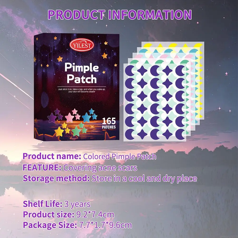 Pimple Patch Acne Removal Skin Care Adesivos, Colorido, Invisível, Corretivo, Face Spot, Ferramentas de maquiagem de beleza, 165pcs