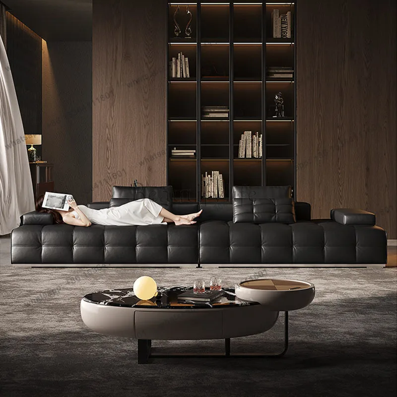 Factory Direct Sale Modern Luxury Living Room Sofas Minimalist Armchair Lazy Nordic Lounge Leather Sofa Relaxing Hallway Divano
