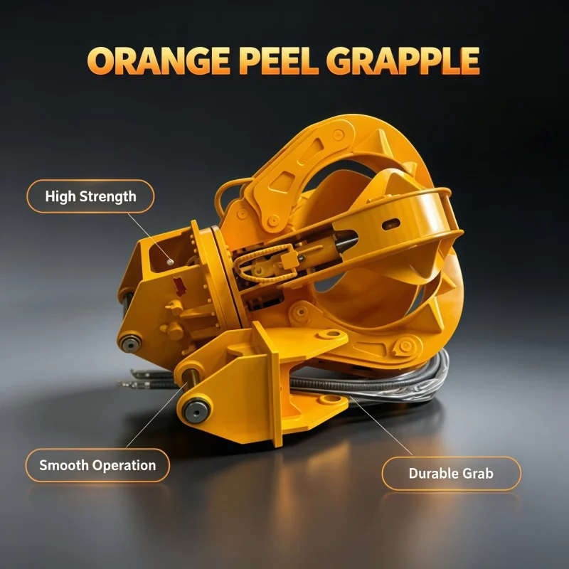 Heavy Duty Hydraulic Orange Peel Grapple 360 Rotating 4 5 6 Claw Scrap Gripper With Pump For Steel Mill Metal Handling