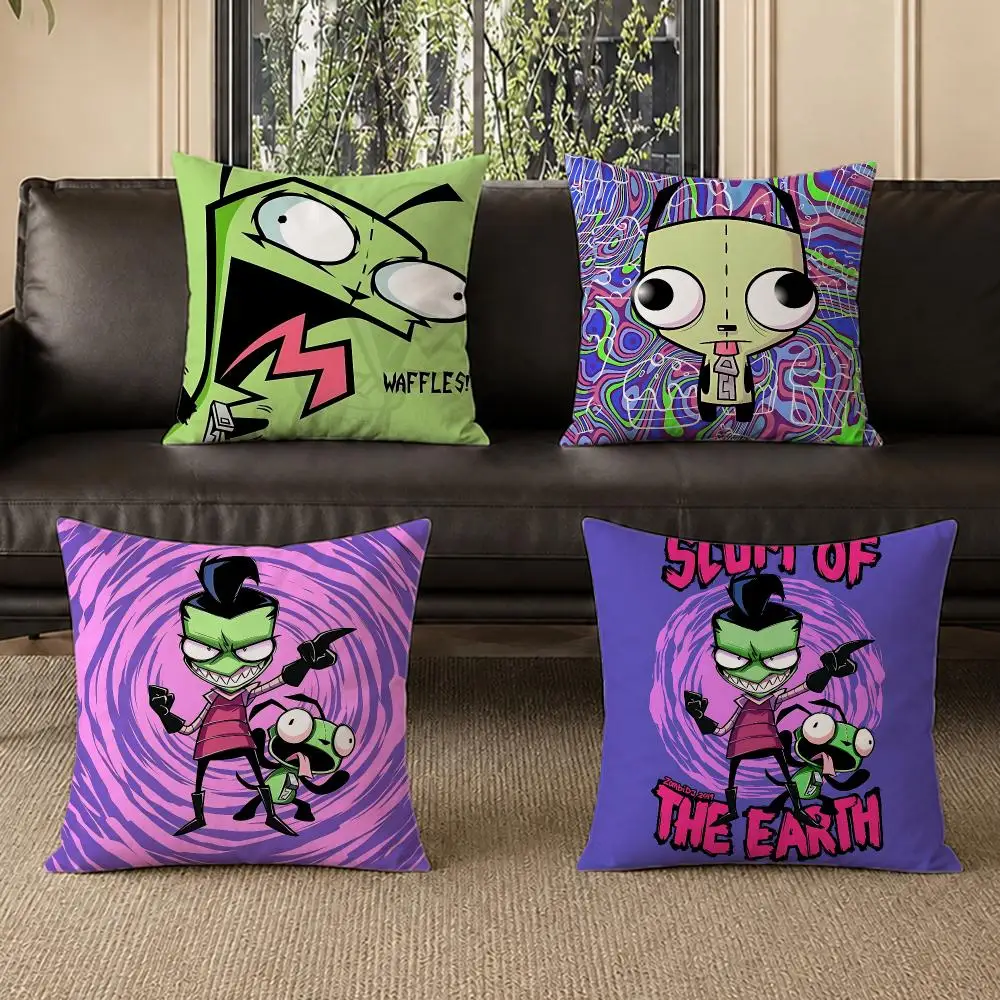anime Invader Zim Cushion Cover Pillow Short Plush Pillow Modern Minimalist Style for Living Room Bedroom Gift Giving