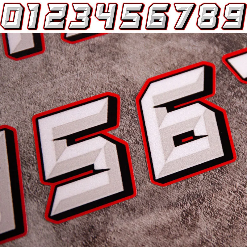 Numbers Motorcycle Sticker Racing Scooter Refit Decorative Red White Decals Body Laser Car Styling Moto Stickers Motorbike Parts