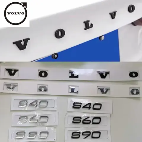Glossy Black Trunk Emblem Badge w/Silver Lettering for Volvo Xc60 Xc90 V40 V60 S60 V50 V90 S80 C40 XC40 V70 XC70 C30 C70 EX9