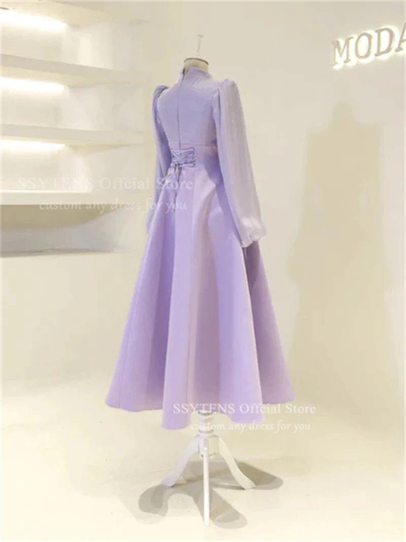 SSYTENS 우아한 A라인 반짝이는 이브닝 드레스 퍼플 정장 파티 가운 여성용 심플 사우디 비즈 웨딩 프롬 가운 맞춤 제작