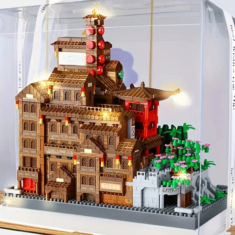 مجموعة مكعبات بناء كهف هونغياو مكونة من 3687 قطعة - ألوان مختلطة، تعزز الإبداع والتركيز، الميزات العمارة التقليدية لشرق آسيا #2