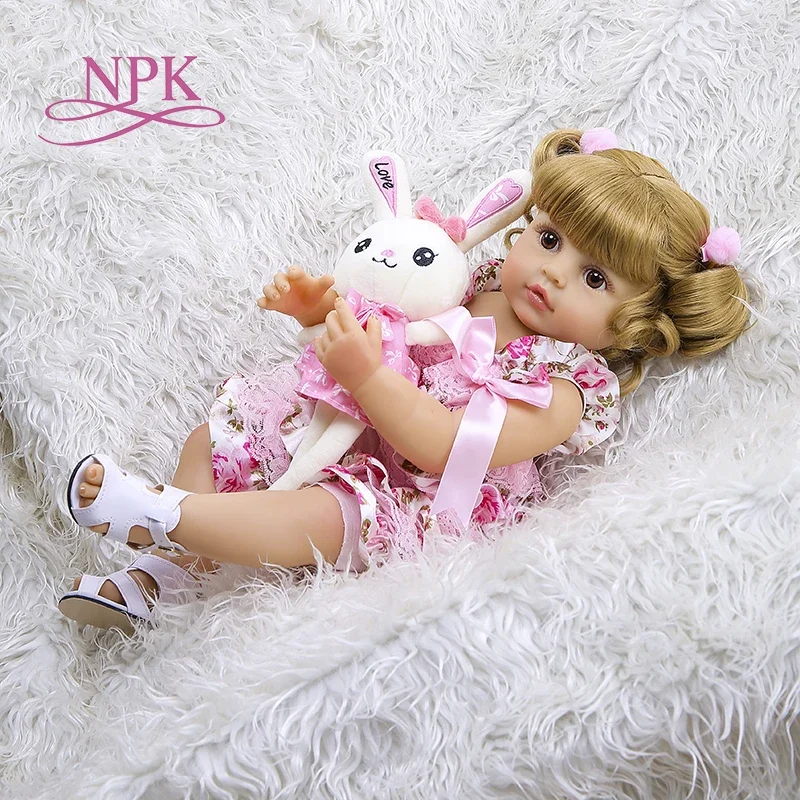 NPK 55CM bebe doll reborn toddler girl doll full body silicone soft real touch flexible anatomically correct