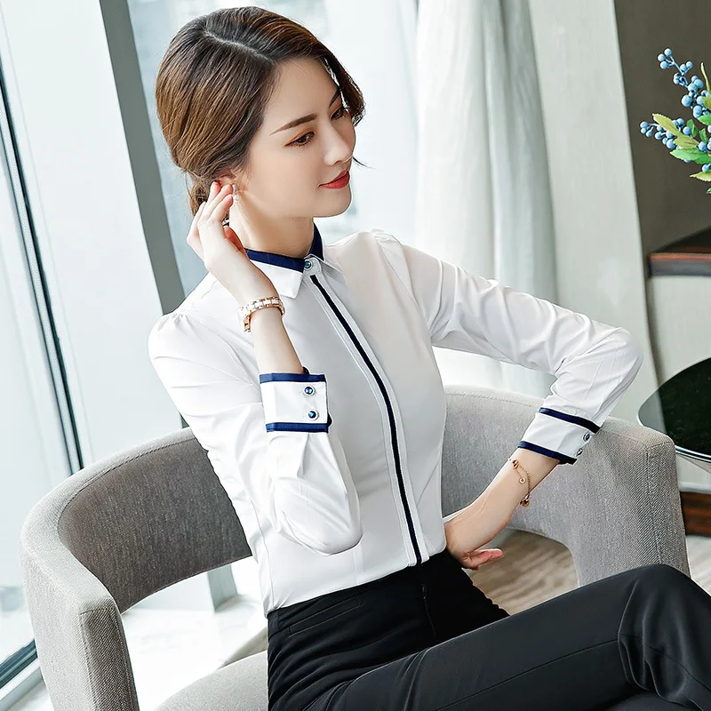 New Fashion Women Shirt 2024 Spring Women Clothing Business Wear Long Sleeved Shirts Work Clothes OL White Shirt  Blouse Women