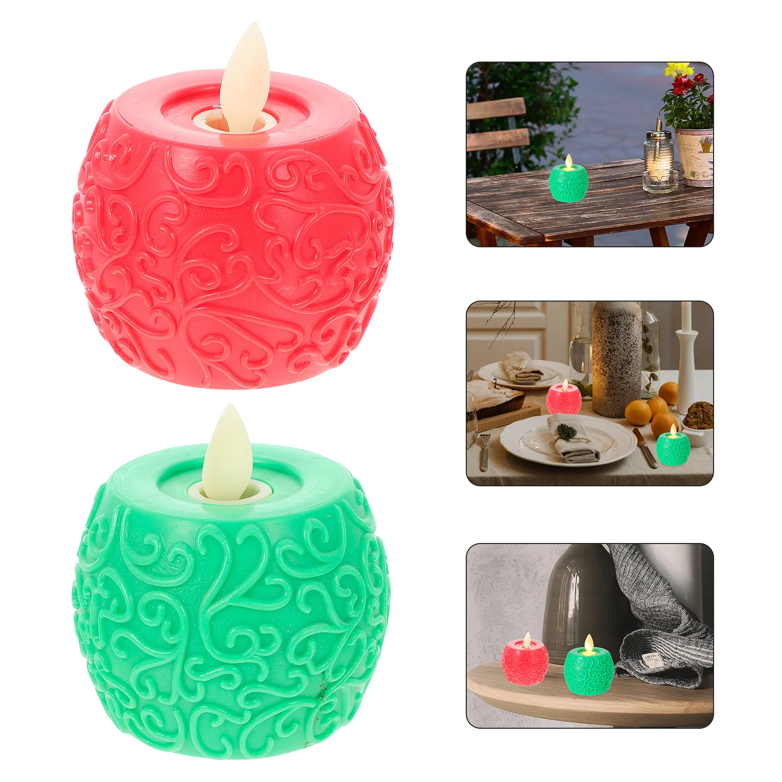 

2Pcs LED Electronic Lamps Flameless Plastic Decorative Lights for Christmas Party Wedding Bedroom Desktop Festival