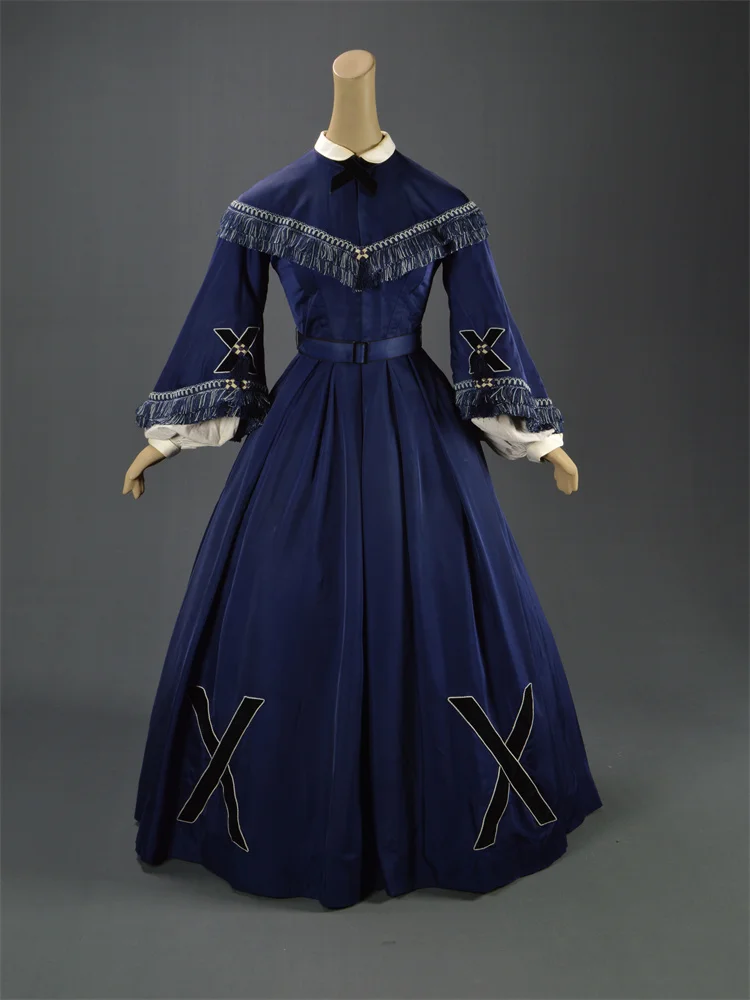 Filme anjos e insetos matty crompton cosplay traje medieval azul escuro retro vestido histórico