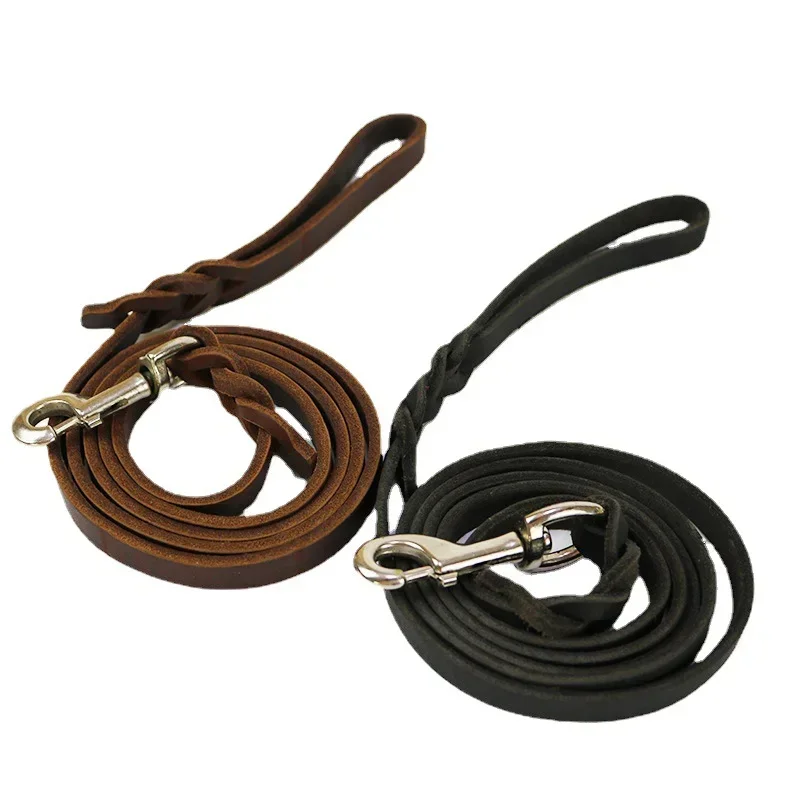 Braided Leather Dog Collars Durable Genuine Leather Dog Collar Leash Set For Medium Large Dogs German Shepherd Pet Accessories