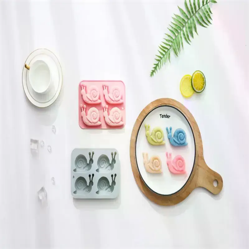 Snail Silicone Mold 4 Cavity 3D Escargot Shape Molds Tray DIY Baking Mould Cake Decorating Tools