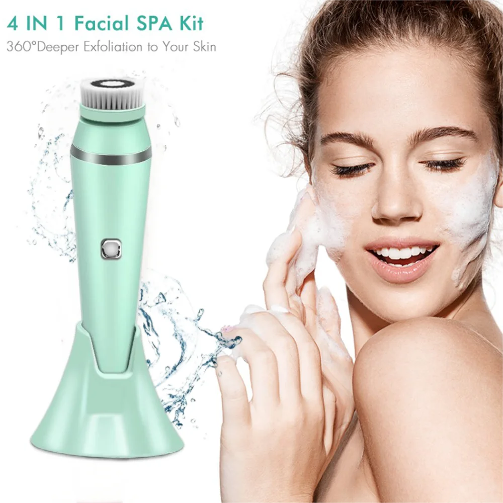 4-in-1 elektrische gezichtsreinigingsborstel – Diepe poriënreiniging, exfoliëren, massage- en mee-eterverwijdering, oplaadbaar huidverzorgingshulpmiddel