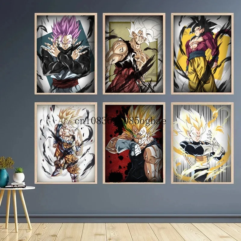 

Classic Animated Canvas Artwork Painting Dragon Ball Goku Picture Living Room Kid Action Figures Gift Poster Toys Modular Prints