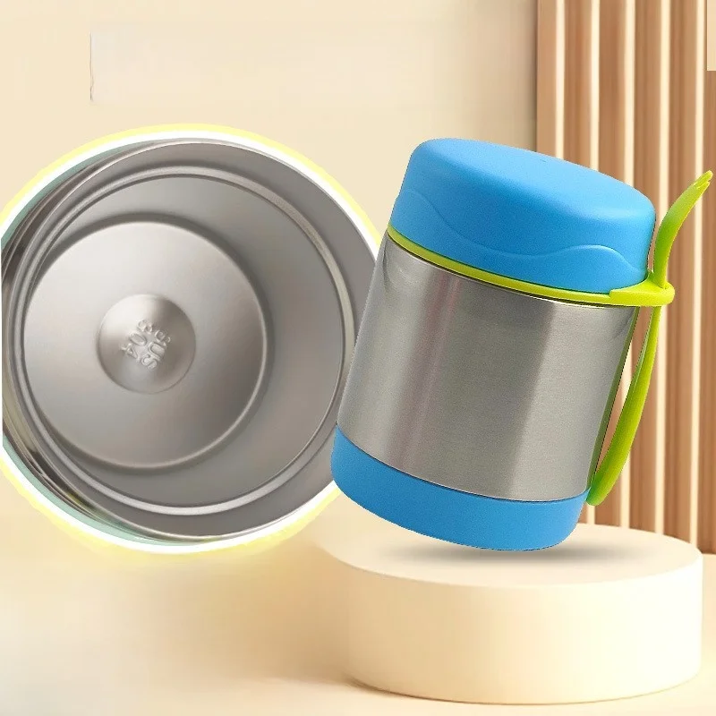 

Портативная двухслойная термокружка для супа из нержавеющей стали 304 с вакуумной изоляцией, с ложкой, контейнер для еды на вынос, мультяшный дизайн