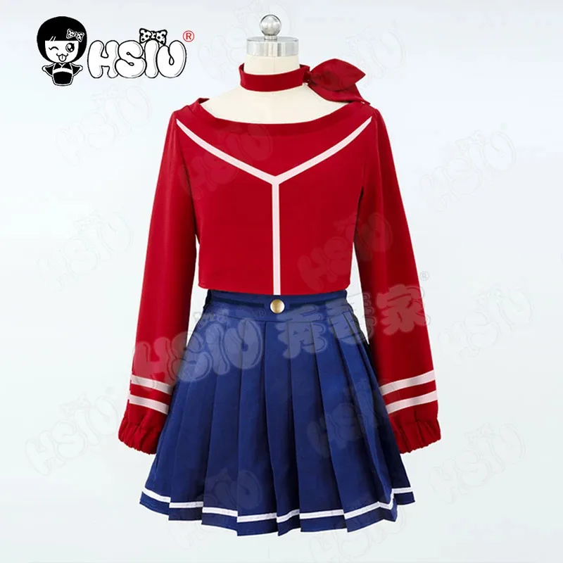 ميتا تأثيري حلي شعر مستعار HSIU 80 سنتيمتر الأزرق مزدوجة ذيل حصان الشعر الطويل JK زي مدرسي لعبة MiSide ميتا تأثيري حلي شعر مستعار