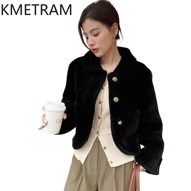 100% Natural Merino Wool Sheepskin Double Faced Fur Jacket Woman Luxury Short Real Fur Coat Women Winter Clothes 2025 Fourrure