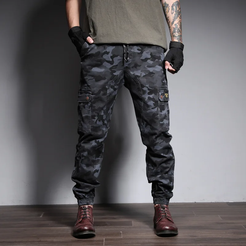 Workwear Trousers Summer New European and American Men's Camouflage Large Size Elastic Leggings Cross-border Clothing