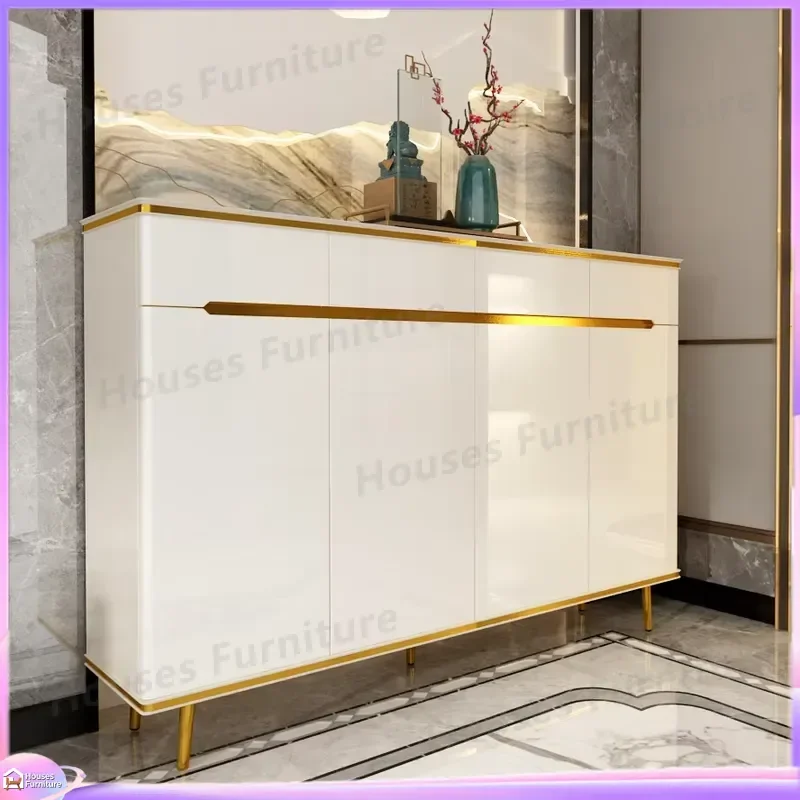 Modern Light Luxury Shoe Cabinet High Density Board Storage Organizer Entryway Hallway Furniture Living Room Home Decor