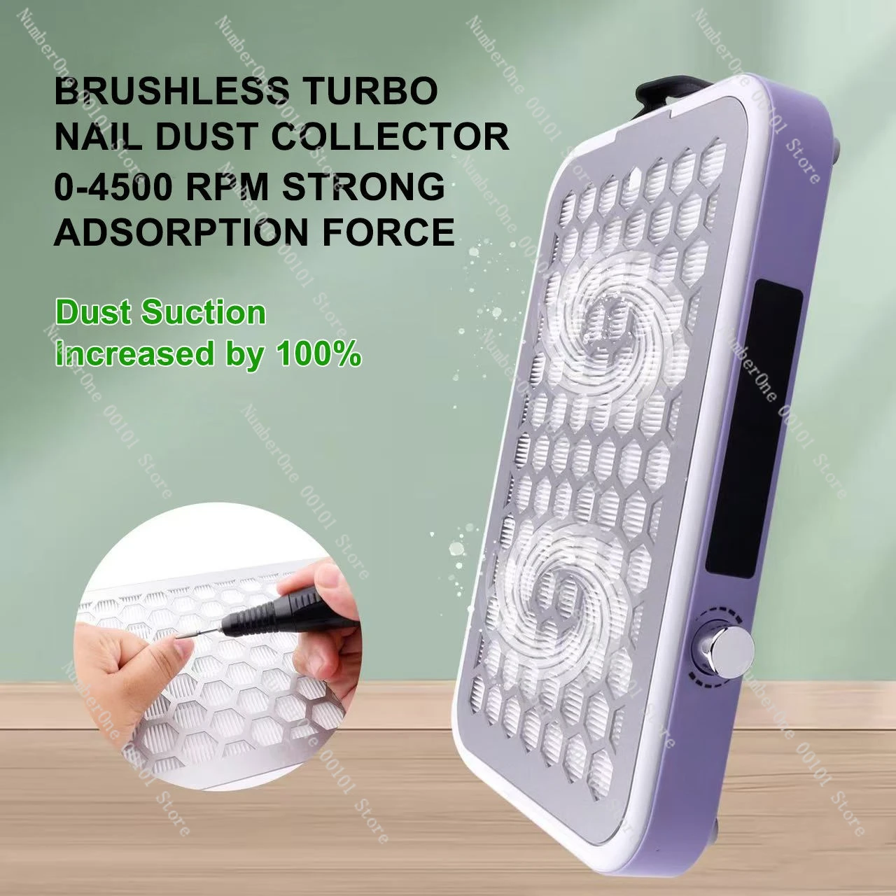 

Brushless double turbine Japanese low noise high power nail dust collector