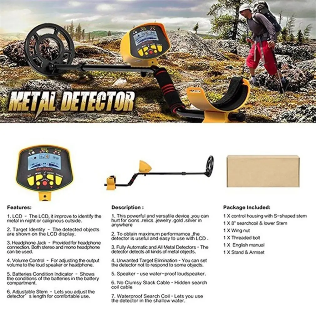 Imagem -05 - Detector de Metais Subterrâneo Alta Sensibilidade Display Lcd Treasure Gold Hunter Finder Scanner Segurança Md9020c Profissional